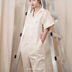 Adidas Boiler Jumpsuit Women Size S Small Beige